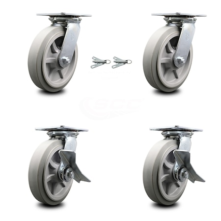 Service Caster 8 Inch Thermoplastic Rubber Swivel Caster Swivel Locks 2 Brakes SCC, 2PK SCC-35S820-TPRRF-BSL-2-SLB-2